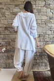 Annie Cushion Cotton Peter Pan Smock Blouse White